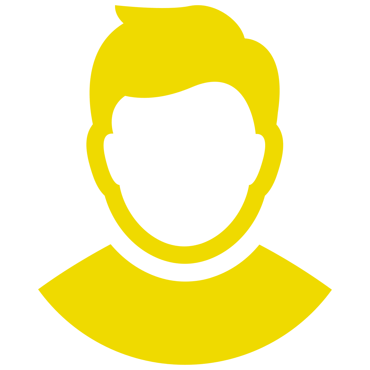 A yellow pixel art picture of a man 's head.